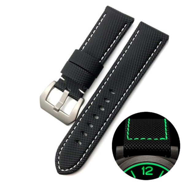 Black & White “Glow in the Dark” Strap for Luminor & Marina Case Mod 24mm In Nylon