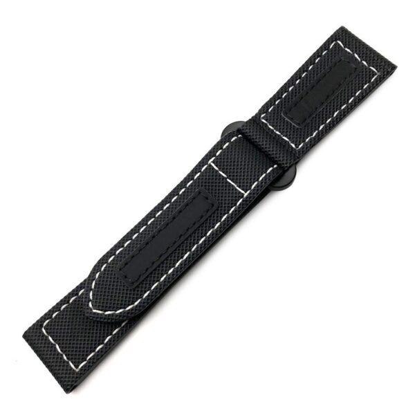 Black & White Luminous Velcro Strap for Luminor, Marina, Submersible Mod 24mm in Nylon