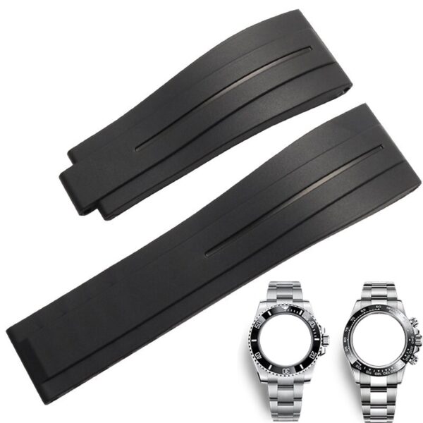 Black With Line Rubber Strap for Submariner, GMT, Daytona Mod - 20mm