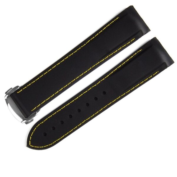 Black & Yellow Strap Bracelet for Speedmaster, Planet Ocean Mod in Rubber - 20,22mm