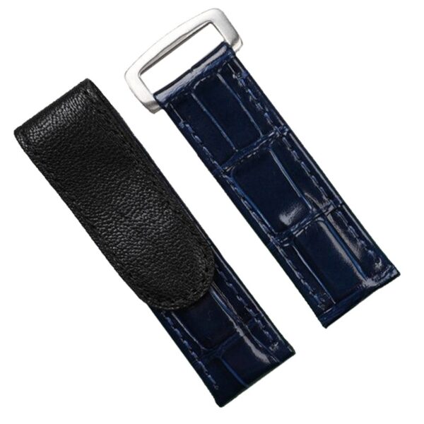Blue Velcro Strap Bracelet for Seiko Mod Submariner, Daytona, GMT in Crocodile Leather Grain - 20mm