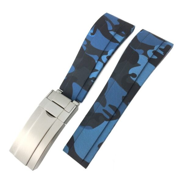 Blue Camouflage Strap for Submariner, GMT, Daytona, Datejust Mod 20mm In Rubber