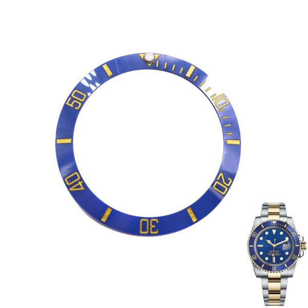 Blue & Gold Aluminum Insert Bezel for Seiko Mods Submariner, GMT I 37.4mm