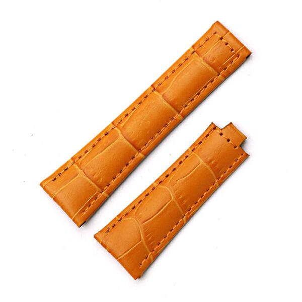 Orange Leather Bracelet for Daytona, GMT, Submariner Mod band - 20mm
