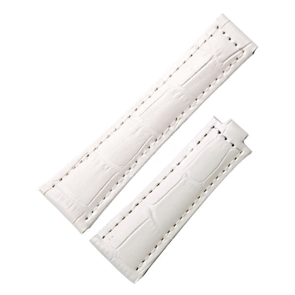 White Leather Bracelet for Daytona, GMT, Submariner Mod band - 20mm