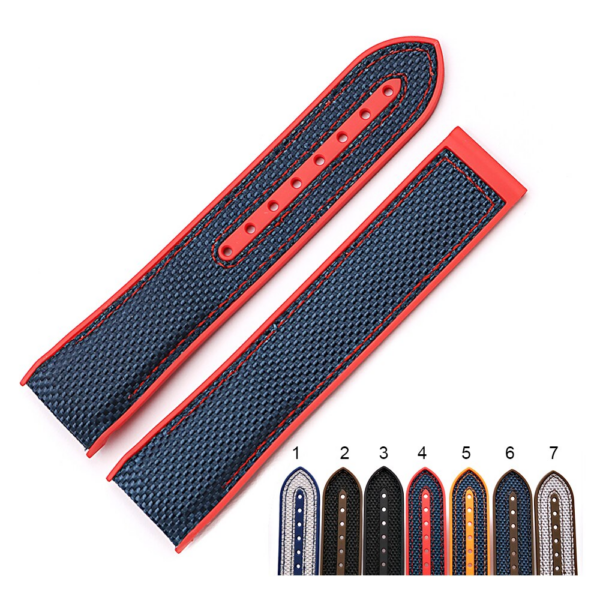 Blue & Red Strap Bracelet for Seamaster In Nylon & Rubber - 20, 22mm