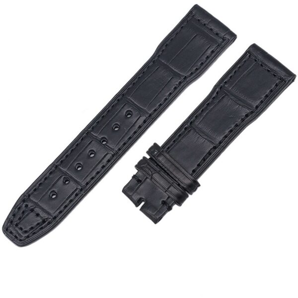 Black Strap Band for Seiko Mod In Genuine Crocodile 20,21,22mm
