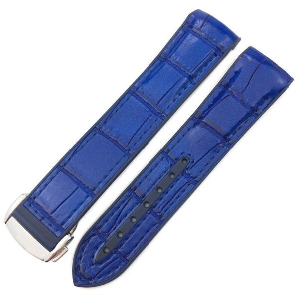 Blue Strap Bracelet for Speedmaster, Seamaster Mod In Crocodile/Alligator & Rubber - 19,20,21,22mm