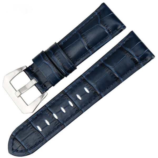 Blue Strap for Luminor, Marina, Submersible Mod 22, 24, 26mm In Crocodile/Alligator Grain