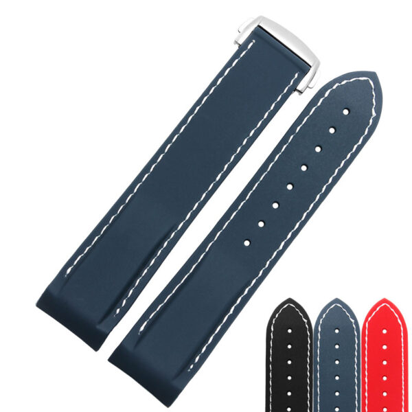 Blue & White Strap Bracelet for Seamaster, Planet Ocean Mod in Rubber - 20,22mm
