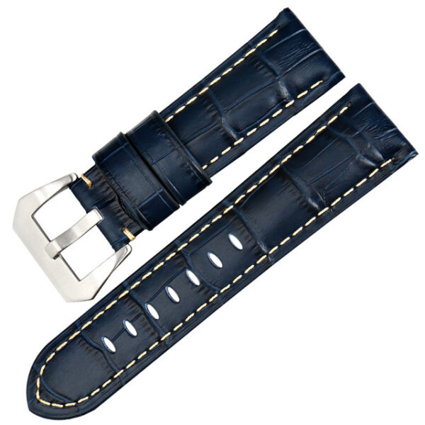 Blue & White Strap for Luminor, Marina, Submersible Mod In Crocodile/Alligator Grain - 22, 24, 26mm