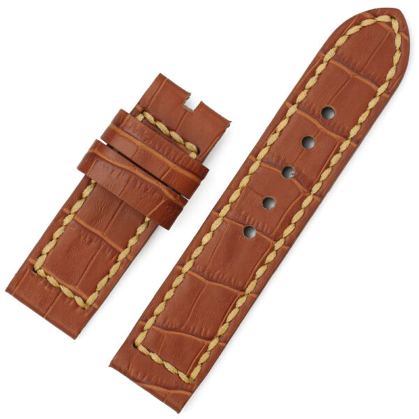 Brown Ammo Strap for Luminor, Marina, Submersible Mod In Crocodile/Alligator Grain - 24mm