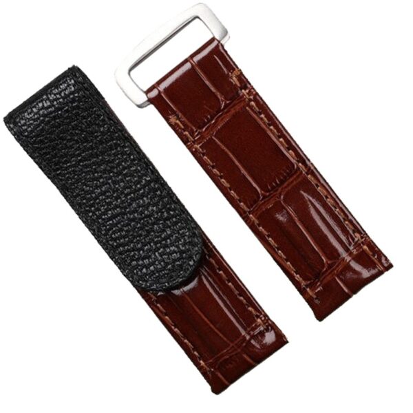Brown Velcro Strap Bracelet for Seiko Mod Submariner, Daytona, GMT in Crocodile Leather Grain - 20mm