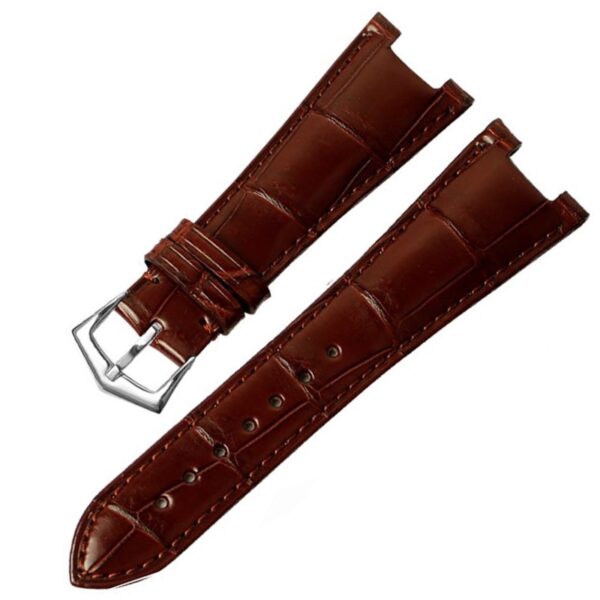 Brown Leather Strap For Seiko Mod Nautilus 25mm in Genuine Crocodile