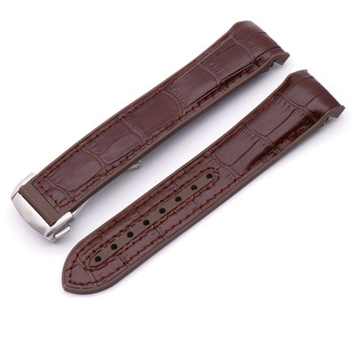 Brown Strap Bracelet for Speedmaster, Seamaster Mod In Rubber & Crocodile/Alligator Grain - 19,20,21,22mm