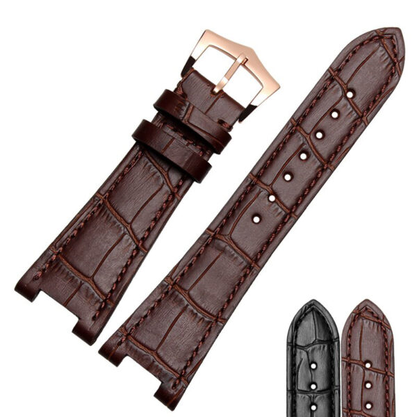 Brown Leather Strap Crocodile/Alligator Grain For Nautilus Mod 25mm