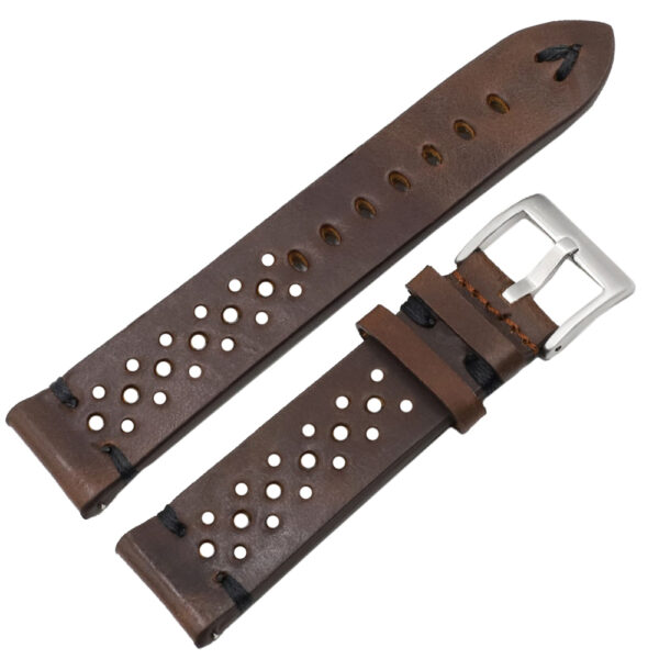 Brown & Black Racing Strap Band for in Calf Leather