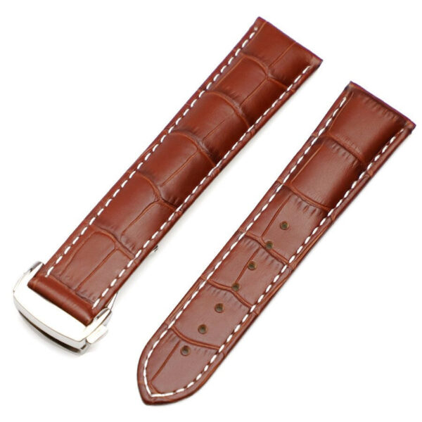Brown & White Strap Bracelet for Speedmaster, Seamaster Mod in Crocodile/Alligator Grain 19,20,21mm