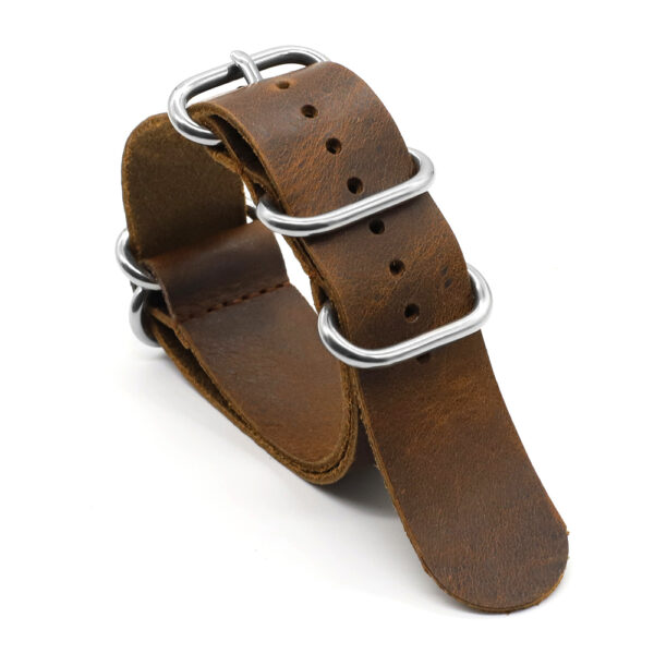 Brown Zulu Strap Luminor & Marina Mod 20, 22, 24mm In leather Patina