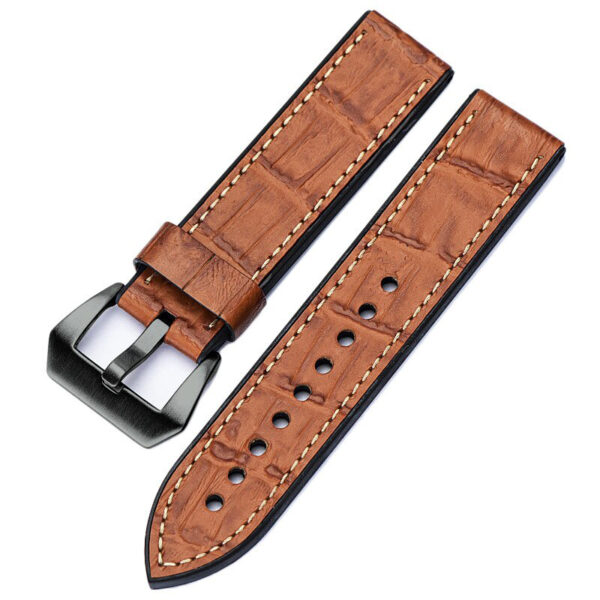 Cognac & White Strap Luminor, Marina Mod In Crocodile/Alligator & Rubber Back - 22, 24, 26mm