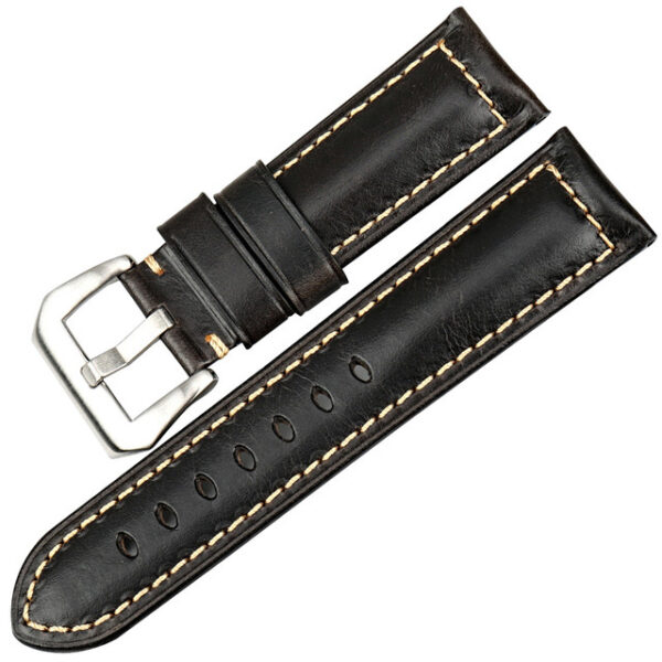 Distressed Black Strap Luminor, Marina, Mod 22, 24, 26mm In Aged Leather