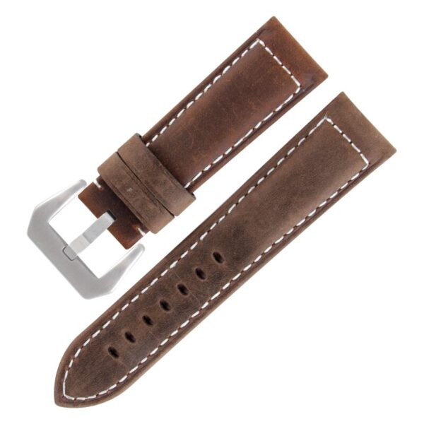 Brown Strap Seiko Mods Luminor, Marina, Submersible 24mm In leather Crazy Horse