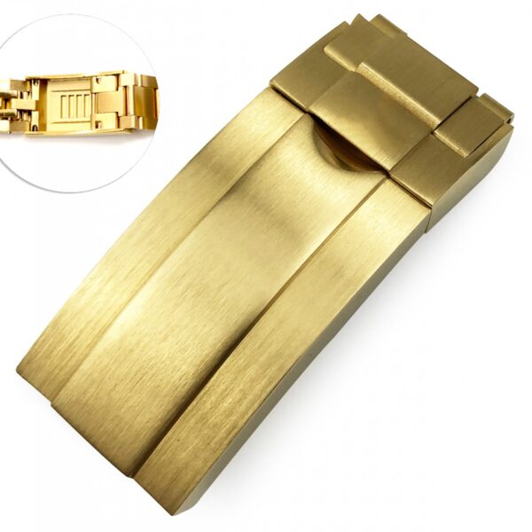 Gold Glidelock Folding Buckle for Seiko Mods Submariner, GMT I & II 16mm Stainless Steel