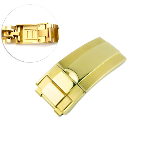 Gold Folding Clasp for Seiko Mods Sea-Dweller Deepsea 18mm Stainless Steel