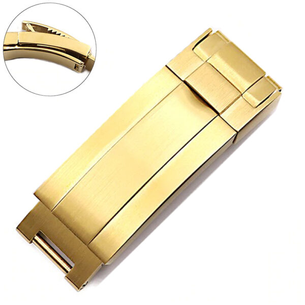 Gold Glidelock Folding Clasp for Seiko Mods Sea-Dweller Deepsea 9x9mm Stainless Steel