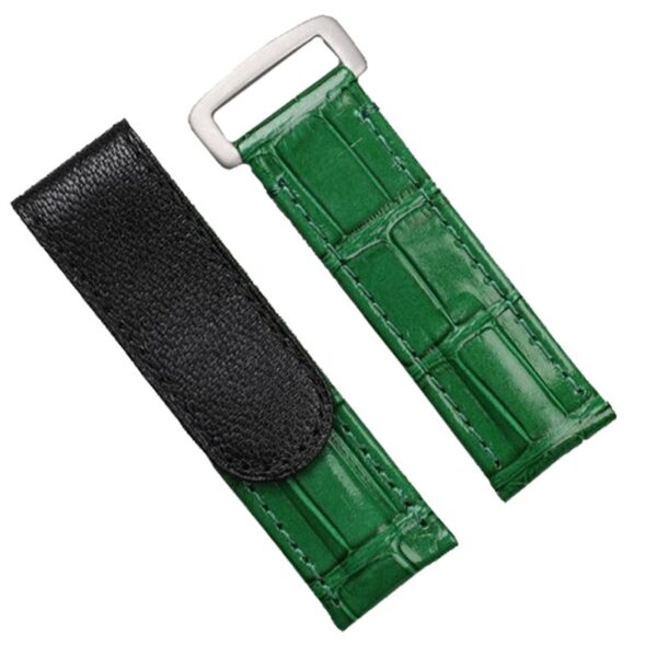 Green Velcro Strap Bracelet for Seiko Mod Submariner, Daytona, GMT in Crocodile Leather Grain - 20mm
