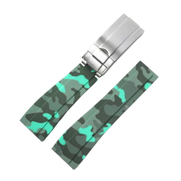 Green Camouflage Strap for Seiko Mods Submariner, GMT, Daytona, Datejust 20mm In Rubber