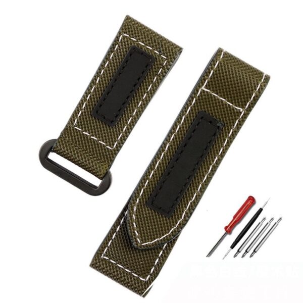 Green Luminous Velcro Strap for Seiko Mod Luminor, Marina, Submersible 24mm in Nylon