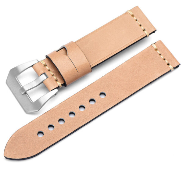 Natural Beige Handmade Ammo Strap for Seiko Mod in Leather - 22, 24, 26mm