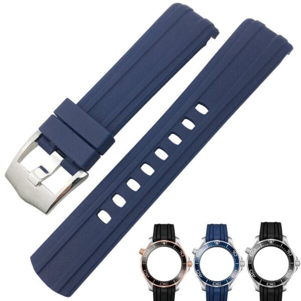 Navy Blue Rubber Strap Bracelet for Seamaster Diver 300