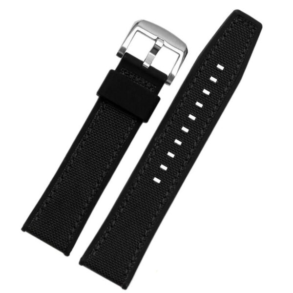 Black Strap for Seiko 5 in Cow Nylon & Rubber Back – 22mm