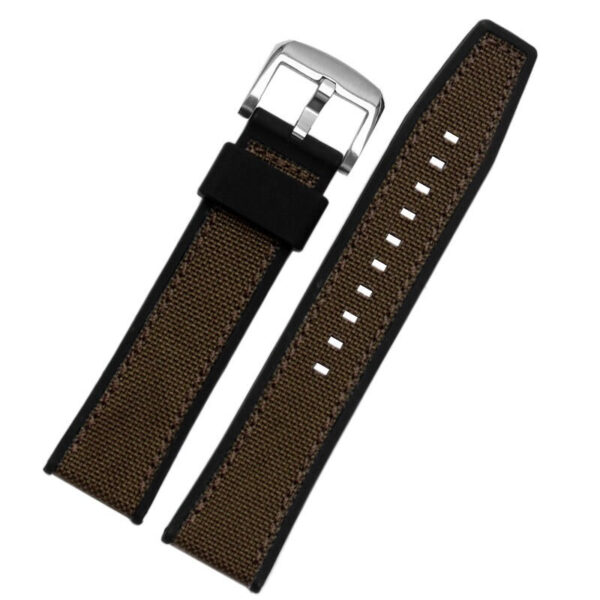 Brown Strap for Seiko Seiko 5 in Nylon & Rubber Back – 22mm