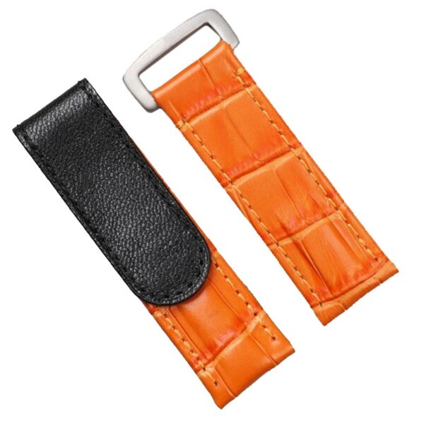 Orange Velcro Strap Bracelet for Seiko Mod Submariner, Daytona, GMT in Crocodile Leather Grain - 20mm