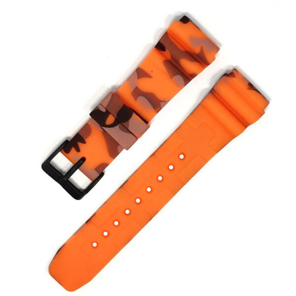Orange Camouflage Strap Seiko Series 5 Sport, Diver 22mm In Silicon