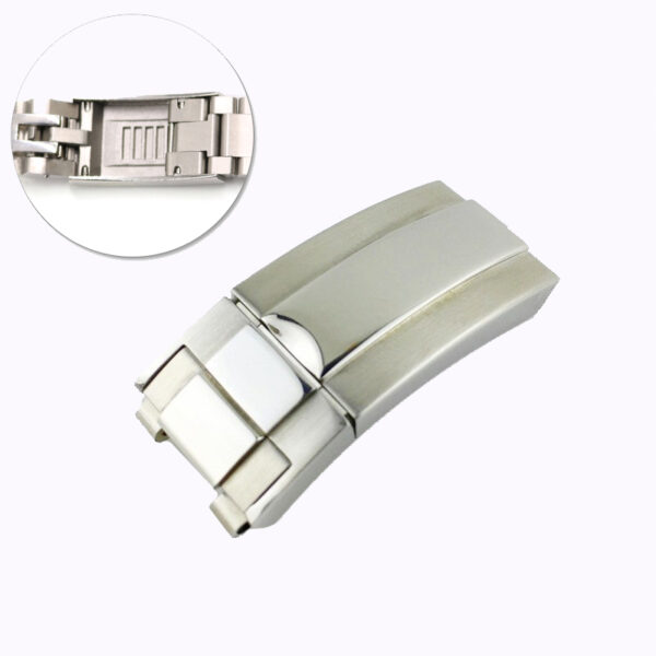 Polished Steel Glidelock Folding Clasp for Seiko Mods Submariner, GMT I & II Stainless Steel - 16mm