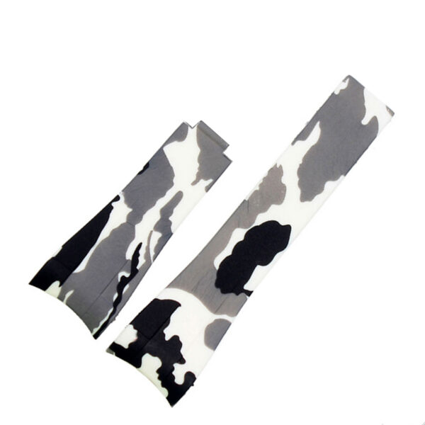White Camouflage Curved Rubber Strap for Submariner, GMT, Daytona Mod - 20mm