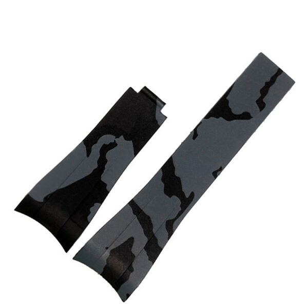 Grey Camouflage Rubber Curved Strap for Submariner, GMT, Daytona Mod - 20mm