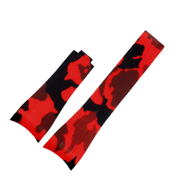 Red Camouflage Curved Rubber Strap for Submariner, GMT, Daytona Mod - 20mm