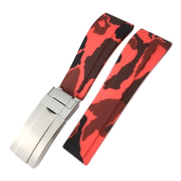 Red Camouflage Strap for Submariner, GMT, Daytona, Datejust Mod 20mm In Rubber