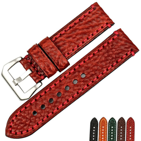 Red Strap for Marina & Luminor Mod In Buffalo Leather - 22, 24, 26mm