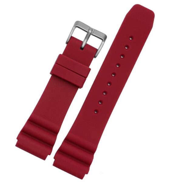 Red Strap Seiko Series 5 Sport, Diver 22mm In Silicon