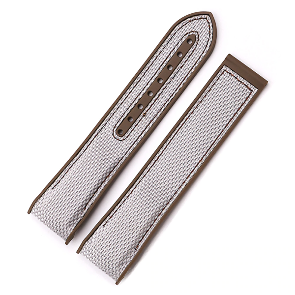 Silver & Brown Strap Bracelet for Seamaster Mod In Nylon & Rubber - 20,22mm
