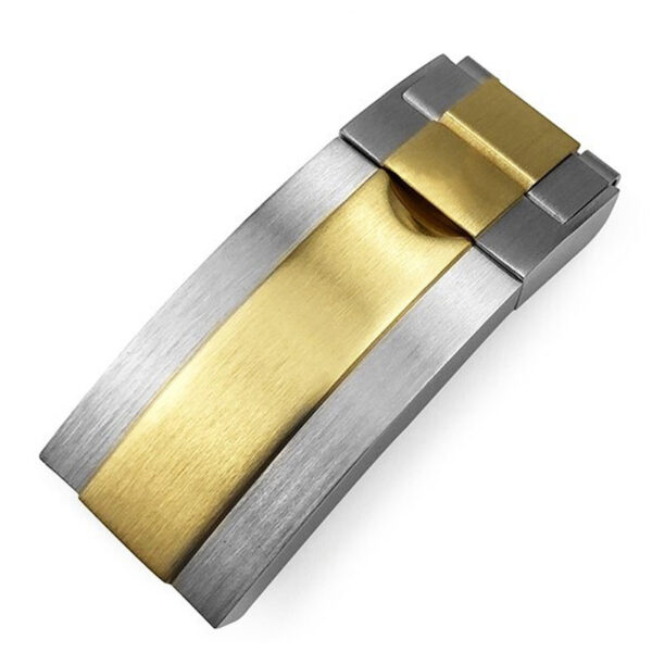 Two-Tone Steel & Gold Folding Clasp for Seiko Mods Submariner, GMT I & II Stainless Steel - 16mm