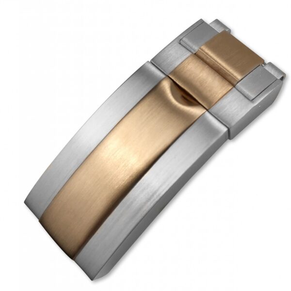 Two-Tone Steel & Rose Gold Folding Clasp for Seiko Mods Submariner, GMT I & II Stainless Steel - 16mm