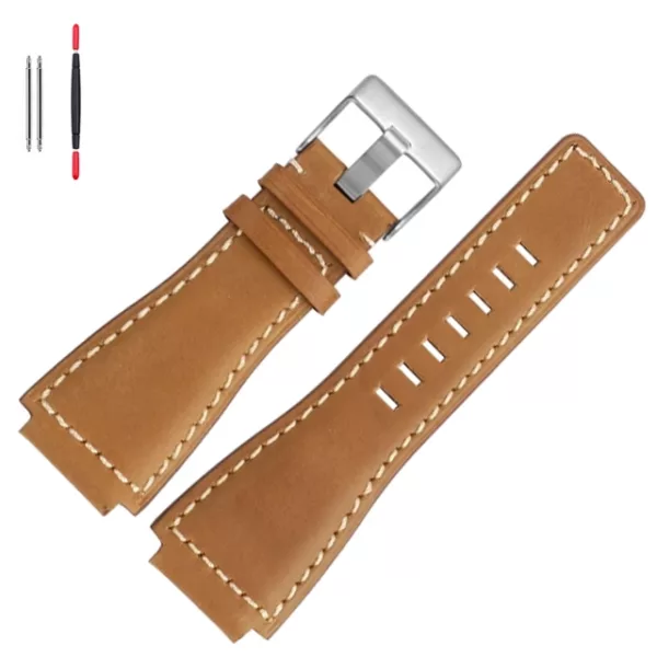 Khaki Strap for Seiko Mod with Square BR Case In Leather 34x24mm