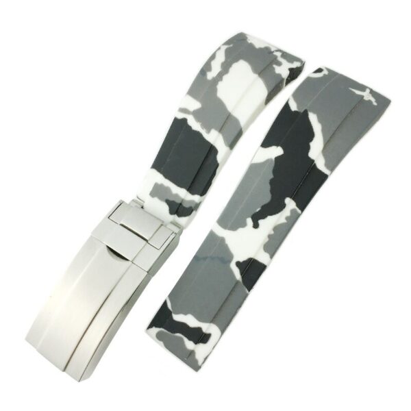 White Camouflage Strap for Submariner, GMT, Daytona, Datejust Mod 20mm In Rubber